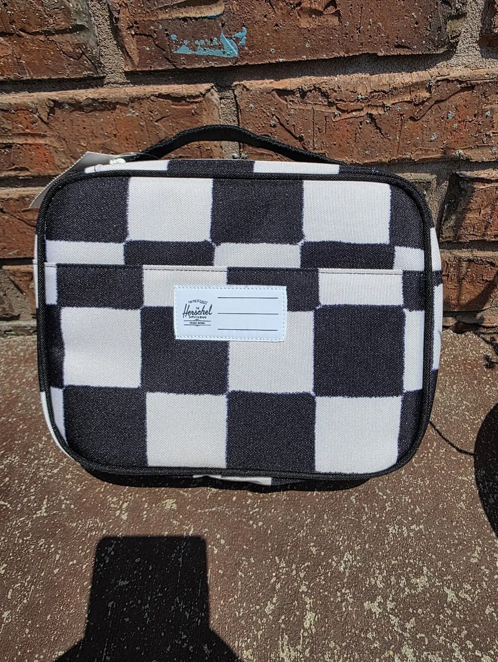 Herschel Supply Company Black and White Checkerboard Check This Surf Lunch Bag